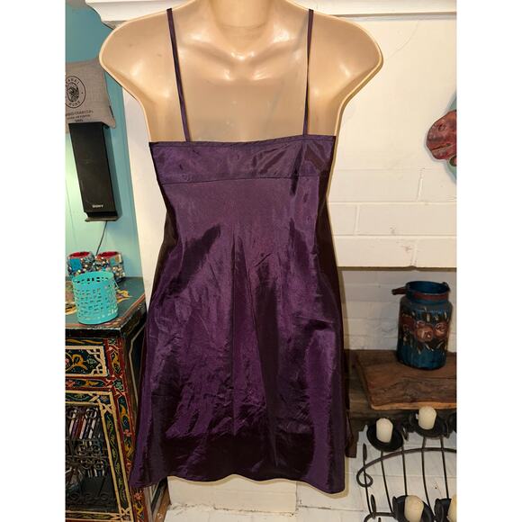 NANETTE LEPORE PURPLE SILK SLIPDRESS 4 - Picture 3 of 7
